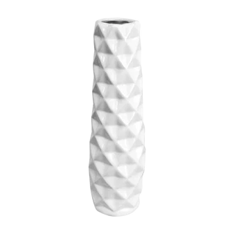 Tall faceted vase — White