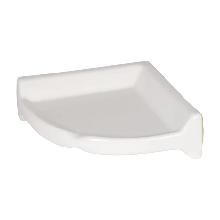 Glazed ceramic corner shelf. Wall-mounted, and produced in different colors.